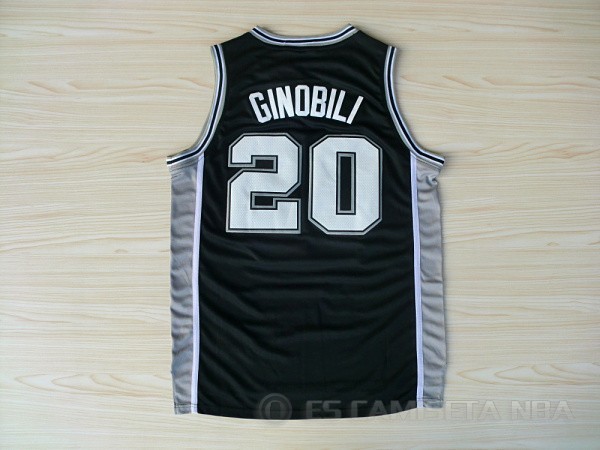 Camiseta Ginobili #20 San Antonio Spurs Negro - Haga un click en la imagen para cerrar